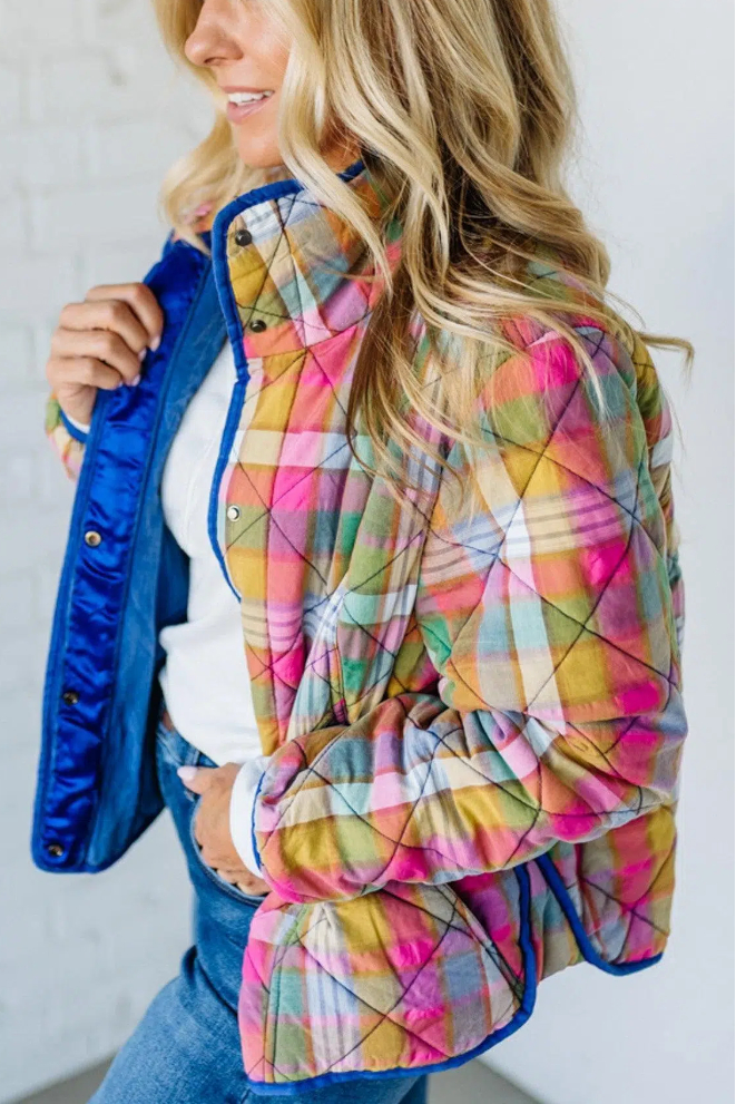 Bright Vintage Plaid Quilted Jacket