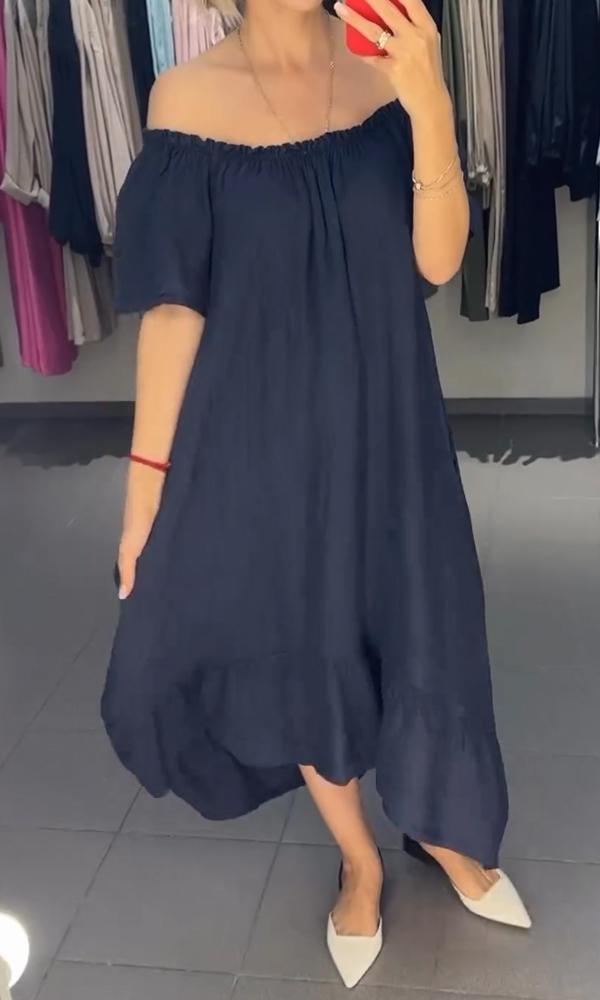 Comfortable Off-The-Shoulder Cotton Linen Dress For Women