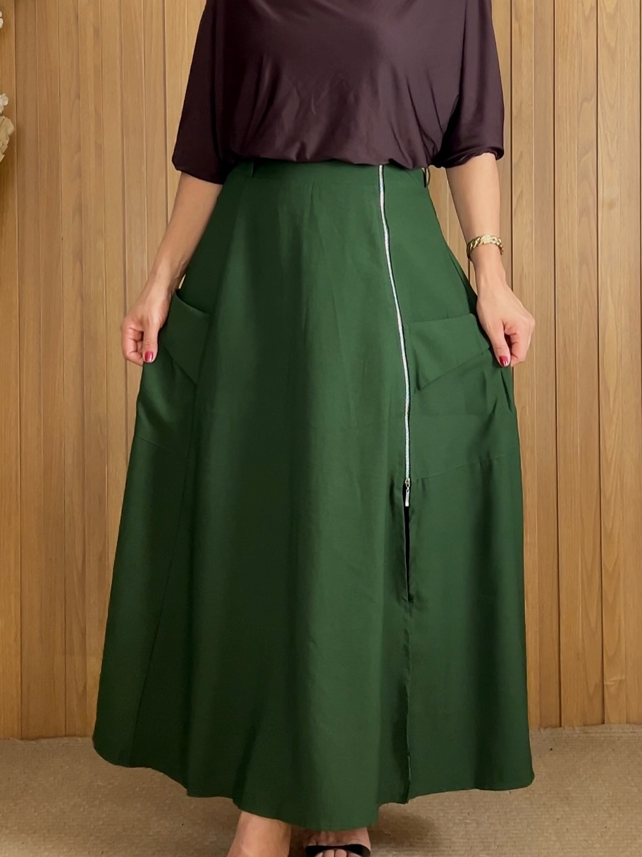 Stylish Side Zip Maxi Skirt