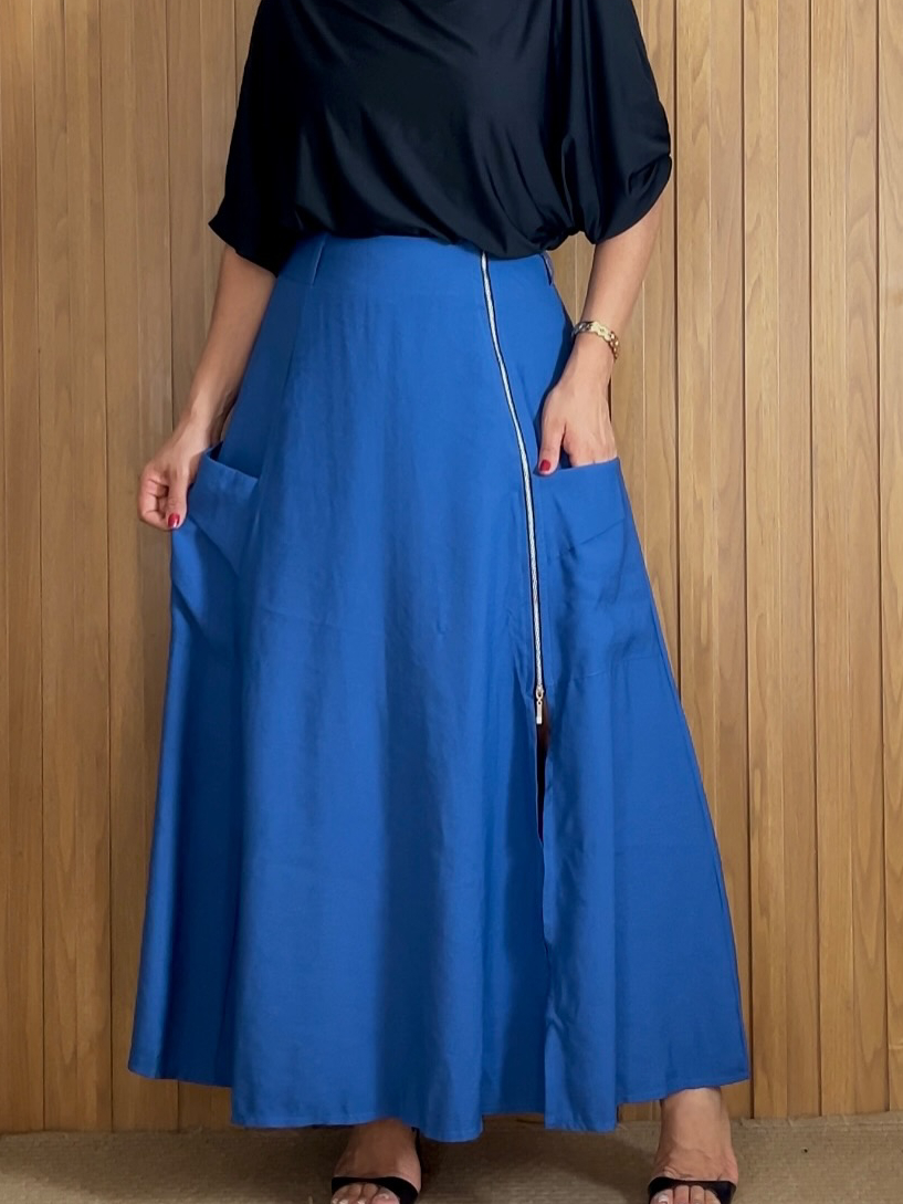 Stylish Side Zip Maxi Skirt