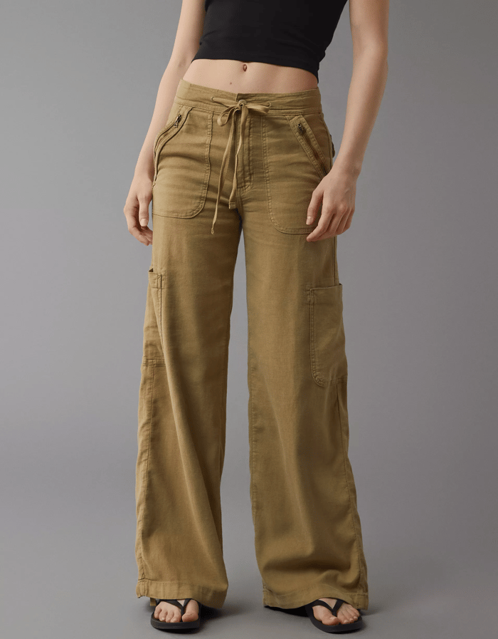 🔥LAST DAY SALE 49% OFF🔥Linen-Blend Wide-Leg Cargo 