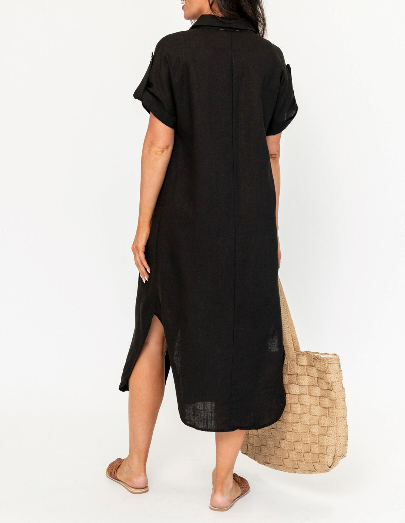 2024 SUMMER BUTTON LONG POCKET DRESS SLIT HEM(BUY 2 FREE SHIPPING）
