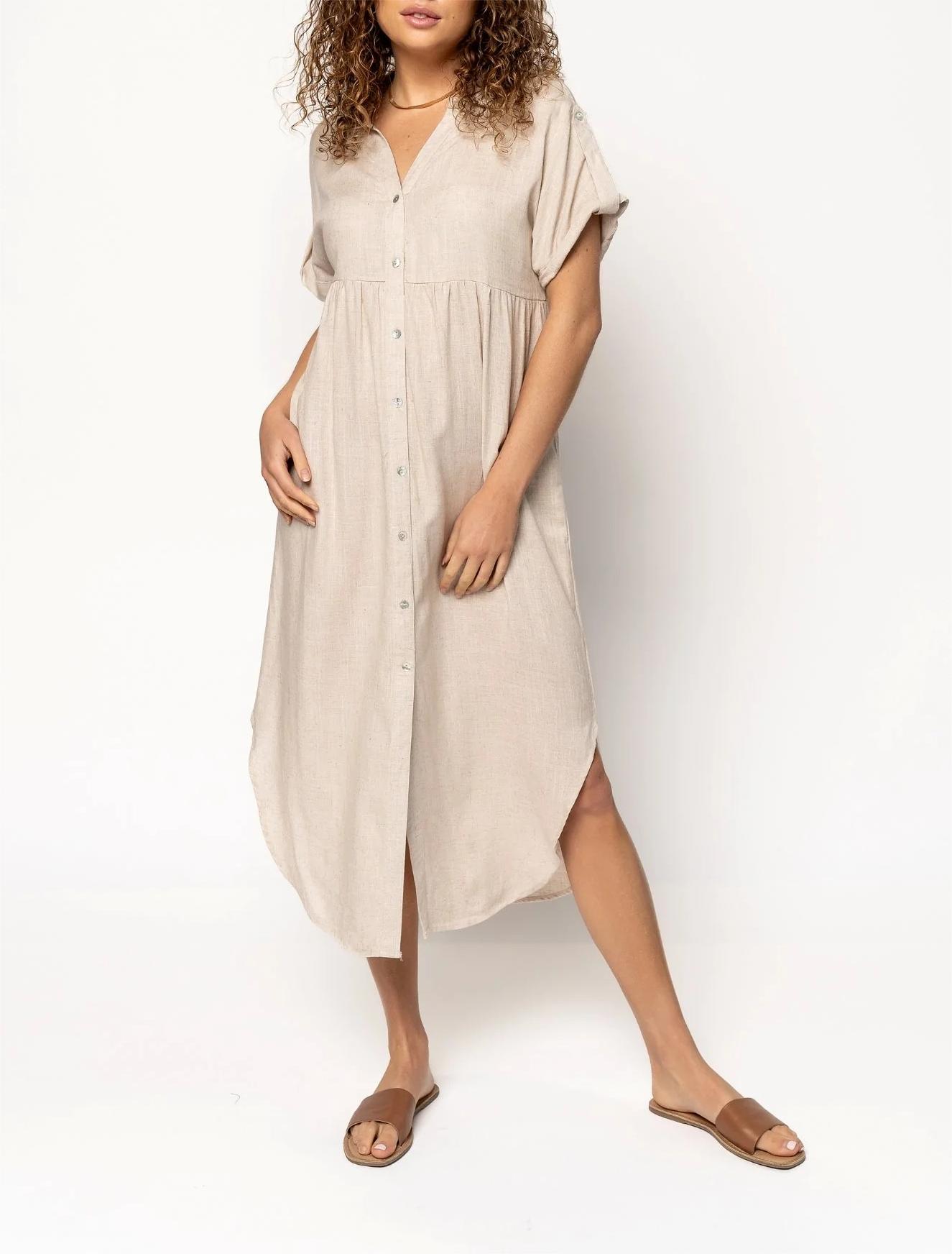 2024 SUMMER BUTTON LONG POCKET DRESS SLIT HEM(BUY 2 FREE SHIPPING）