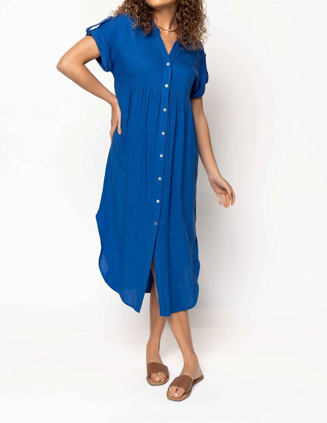 2024 SUMMER BUTTON LONG POCKET DRESS SLIT HEM(BUY 2 FREE SHIPPING）