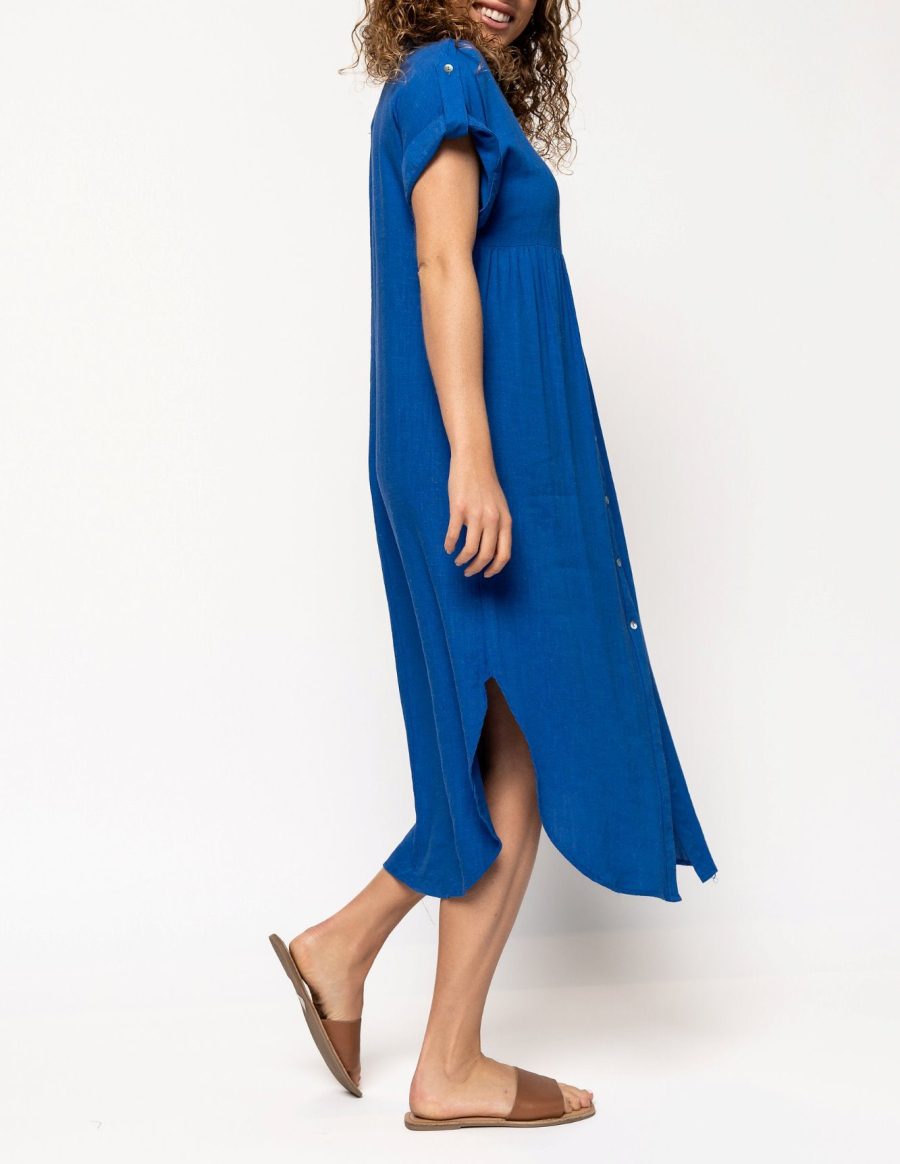2024 SUMMER BUTTON LONG POCKET DRESS SLIT HEM(BUY 2 FREE SHIPPING）