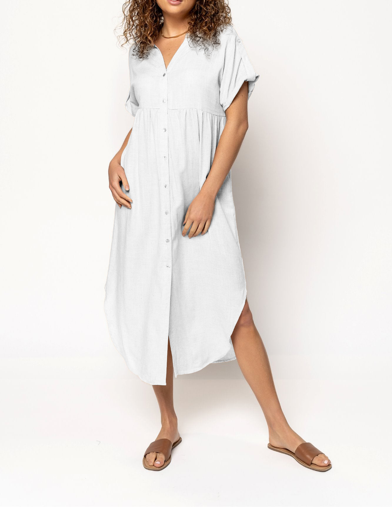 2024 SUMMER BUTTON LONG POCKET DRESS SLIT HEM(BUY 2 FREE SHIPPING）