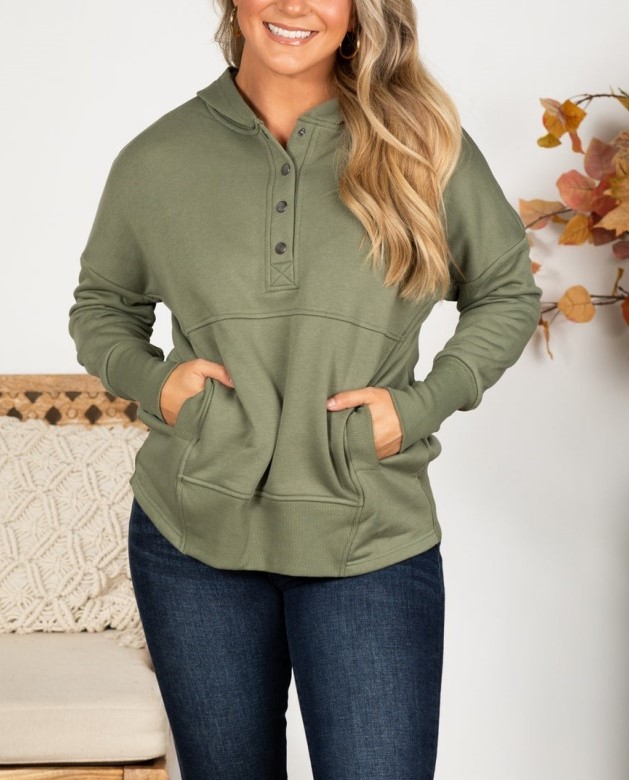 Oversized Half Button Hoodie