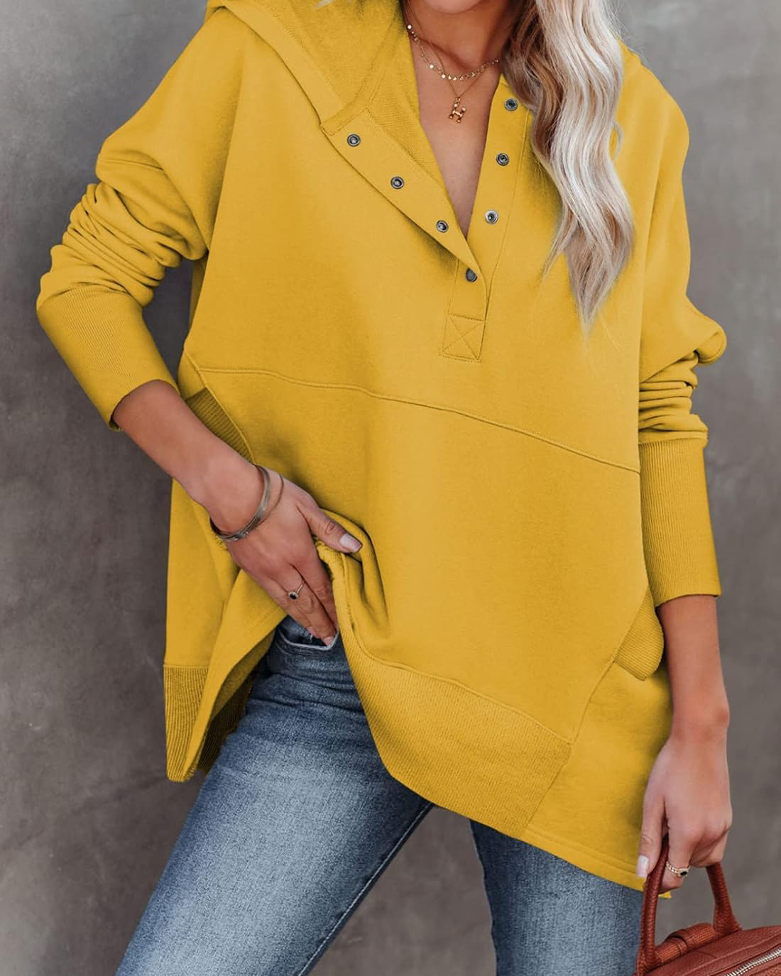 Oversized Half Button Hoodie