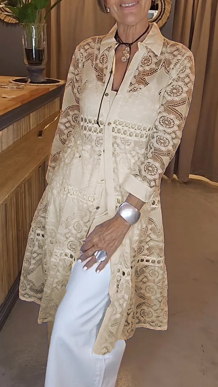 Hollow Lapel Long Top