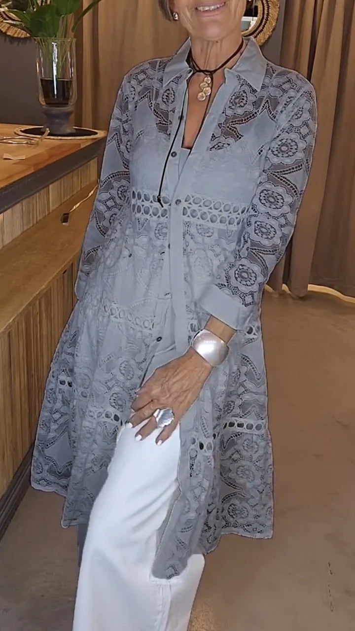 Hollow Lapel Long Top