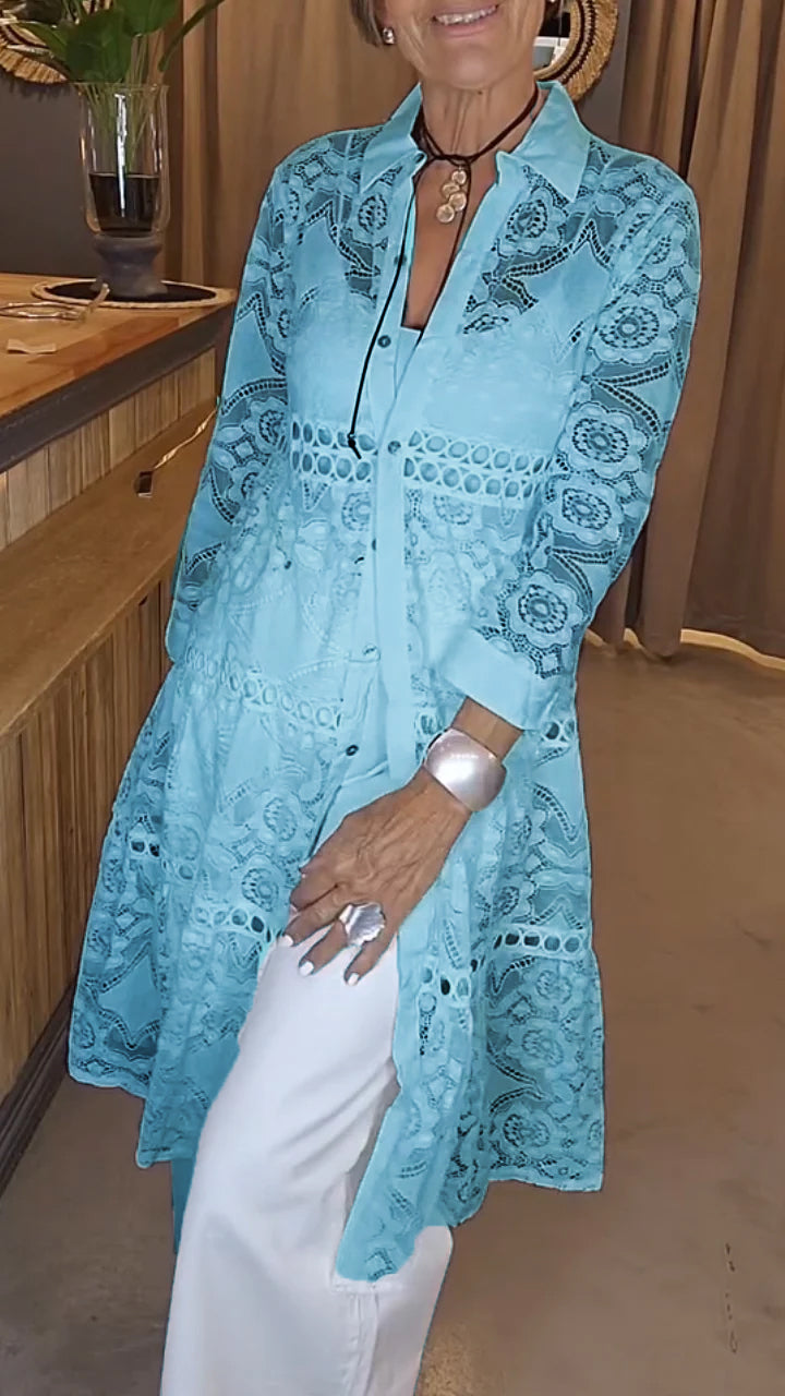 Hollow Lapel Long Top