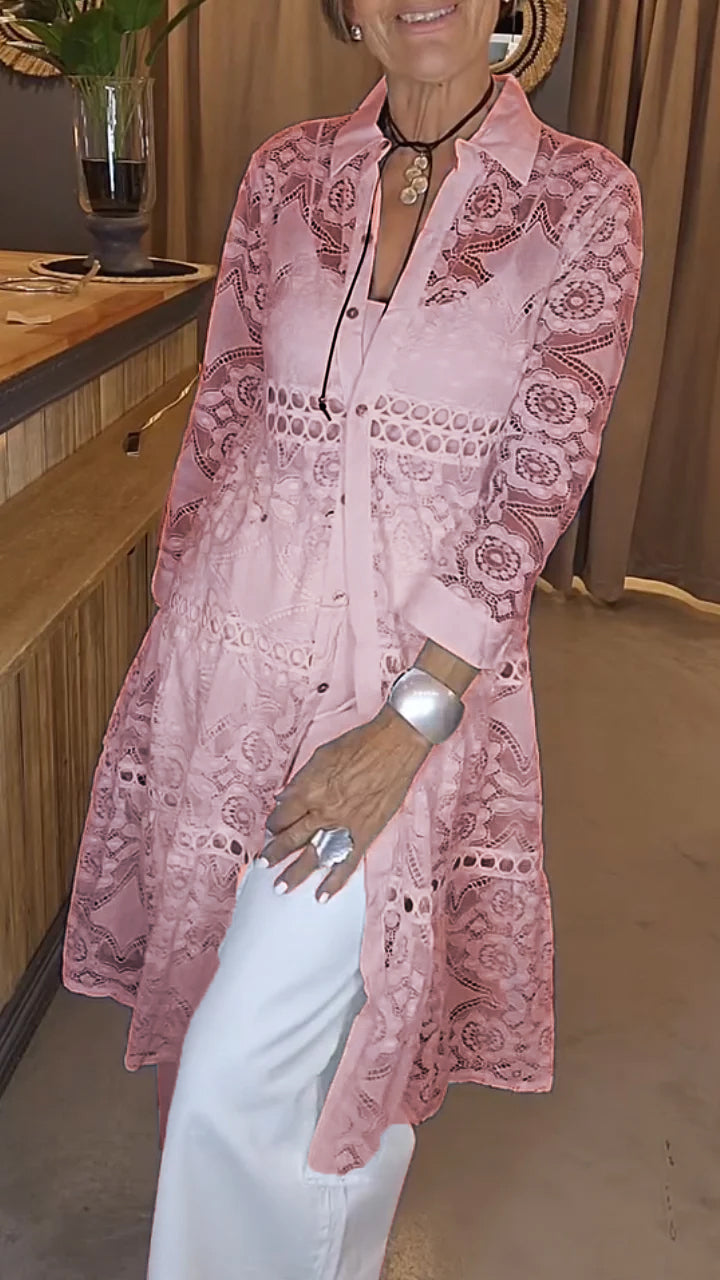 Hollow Lapel Long Top