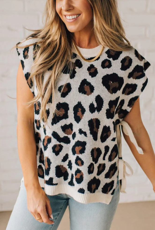 Tied Side Leopard Sweater