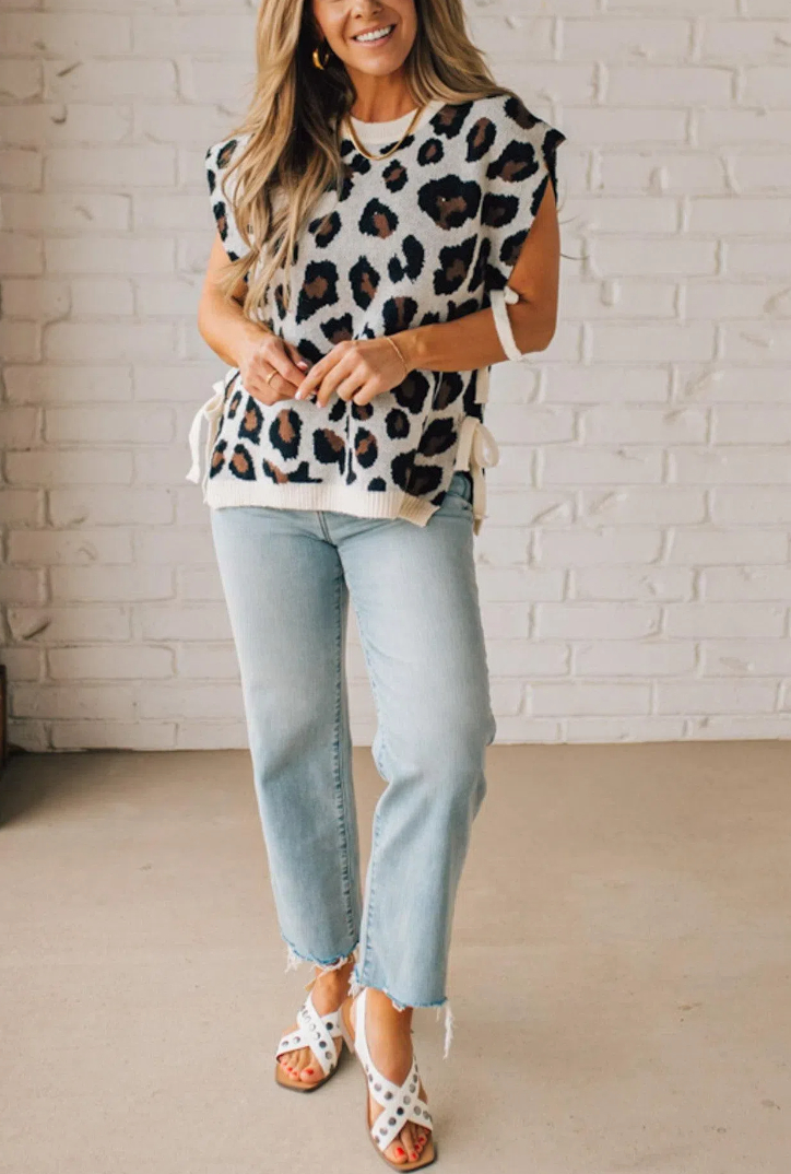 Tied Side Leopard Sweater
