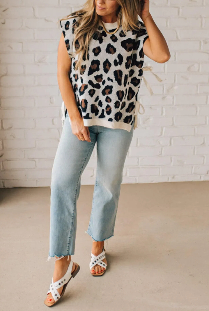 Tied Side Leopard Sweater