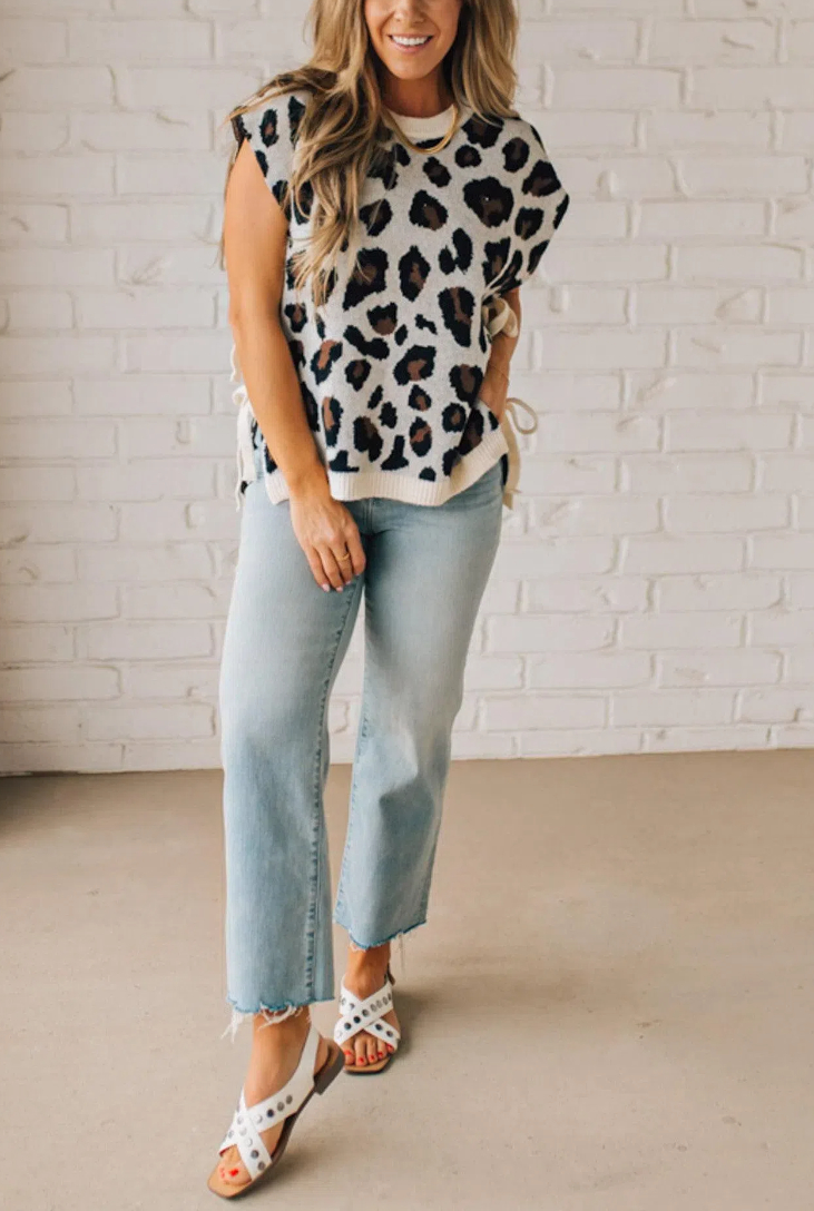 Tied Side Leopard Sweater