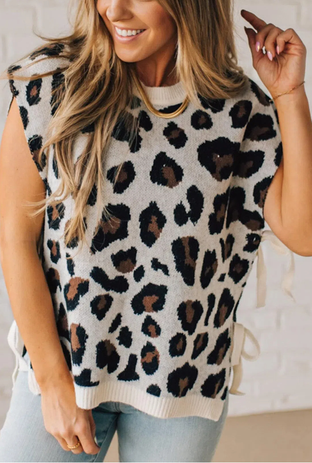 Tied Side Leopard Sweater