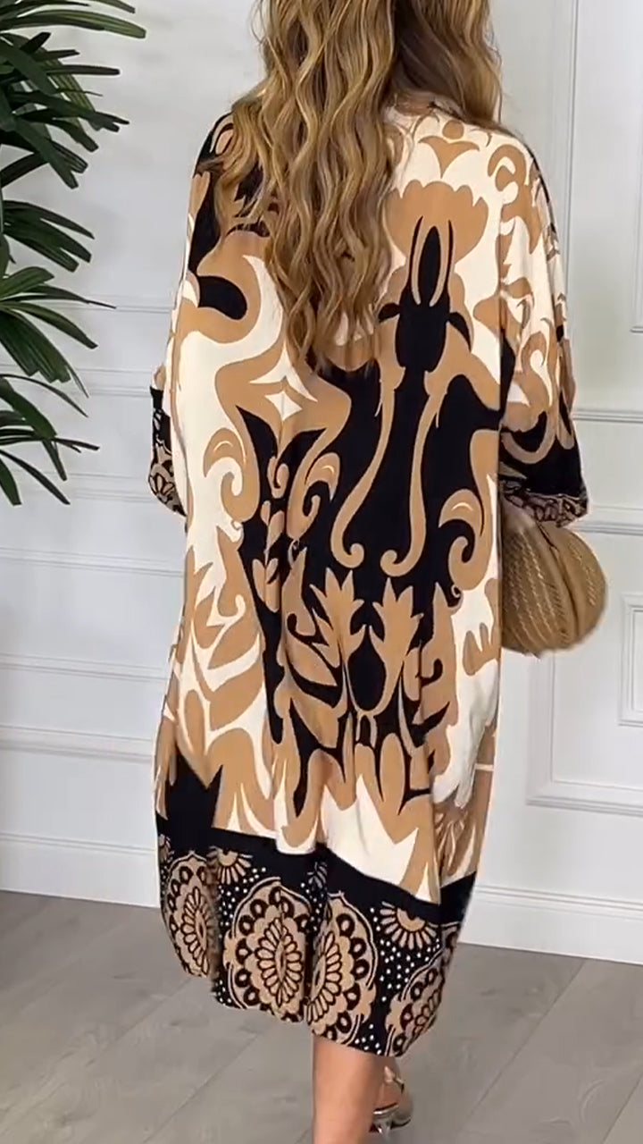 V-neck Printed Loose Dress