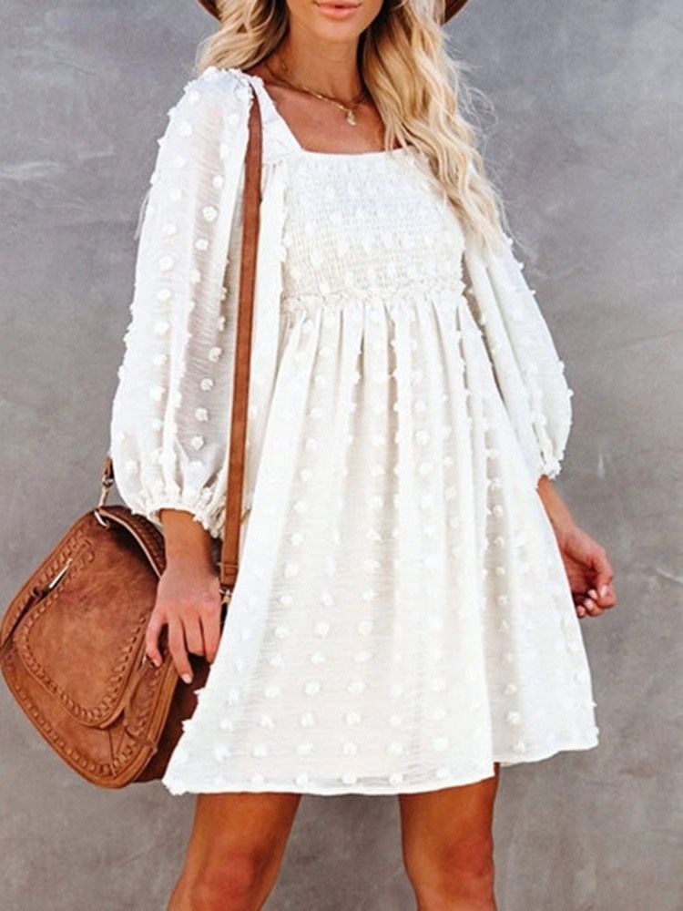 Flowy Casual Swiss Dot Ruffle Chiffon Summer Fall Dresses