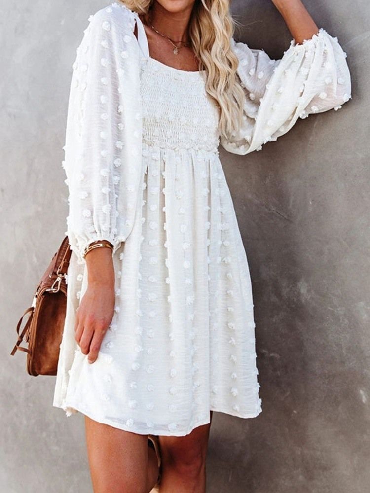 Flowy Casual Swiss Dot Ruffle Chiffon Summer Fall Dresses