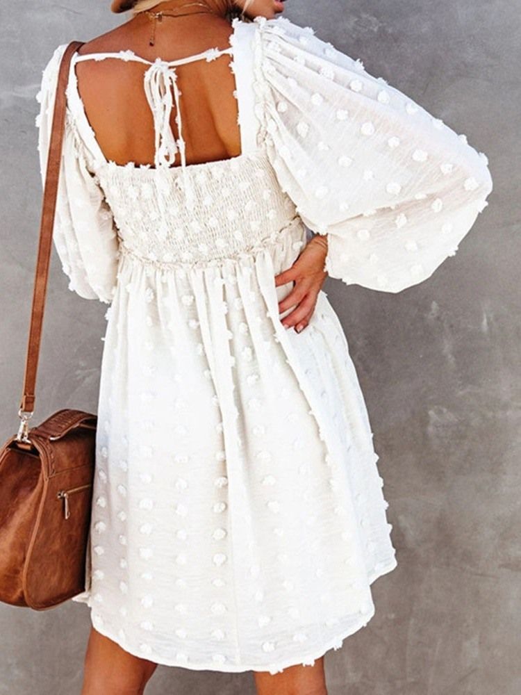Flowy Casual Swiss Dot Ruffle Chiffon Summer Fall Dresses
