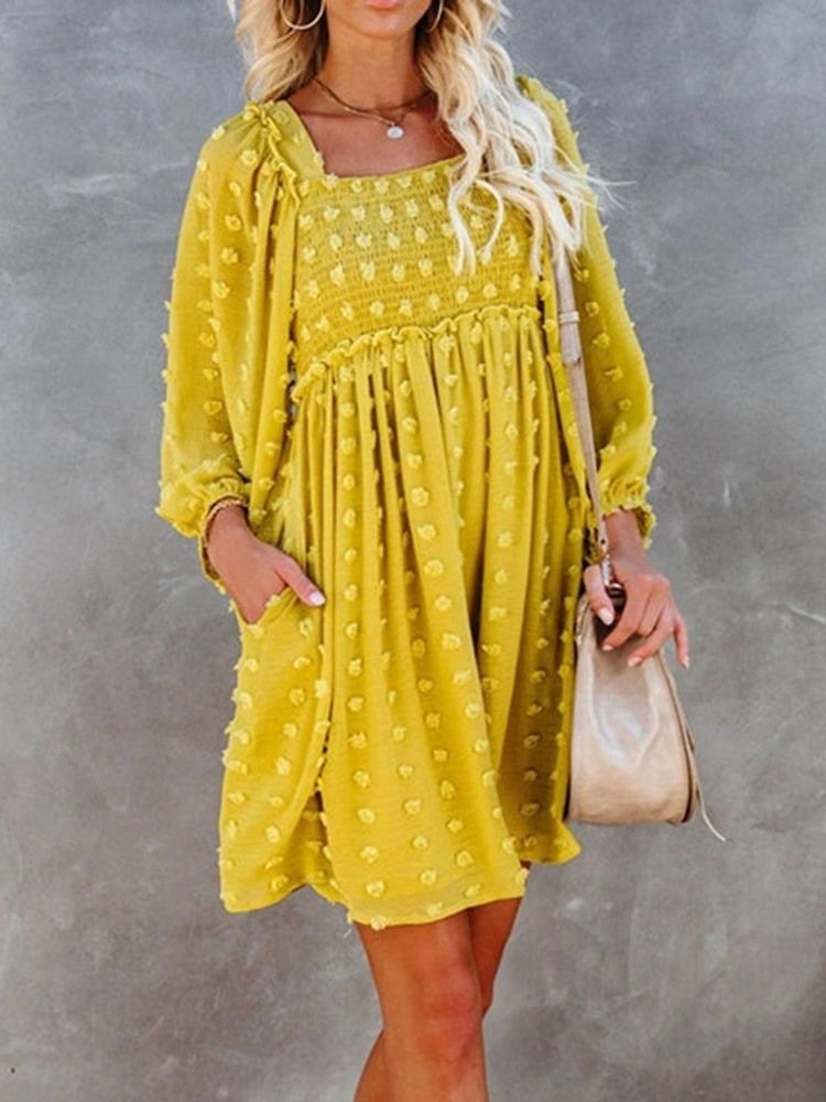Flowy Casual Swiss Dot Ruffle Chiffon Summer Fall Dresses