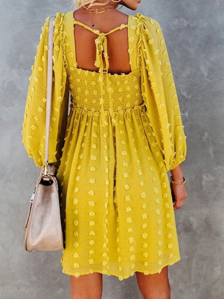 Flowy Casual Swiss Dot Ruffle Chiffon Summer Fall Dresses