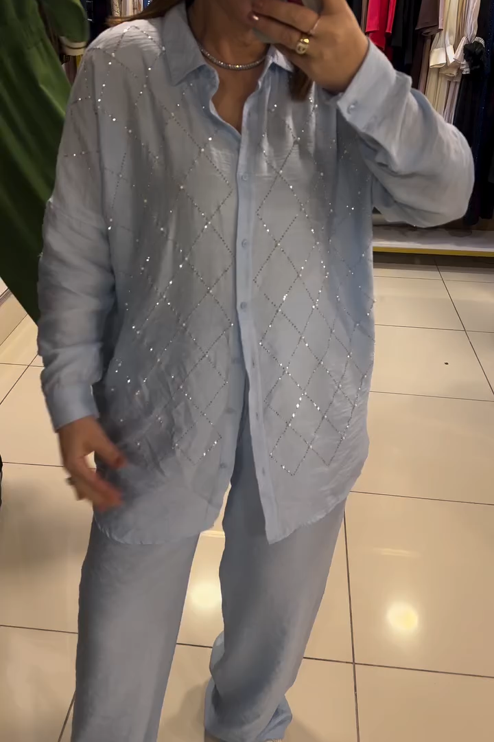 Rhinestone Single-Breasted Shirt