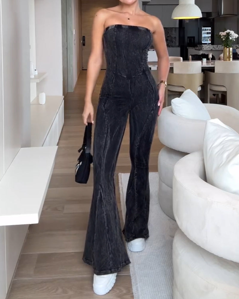 Strapless Denim Jumpsuit