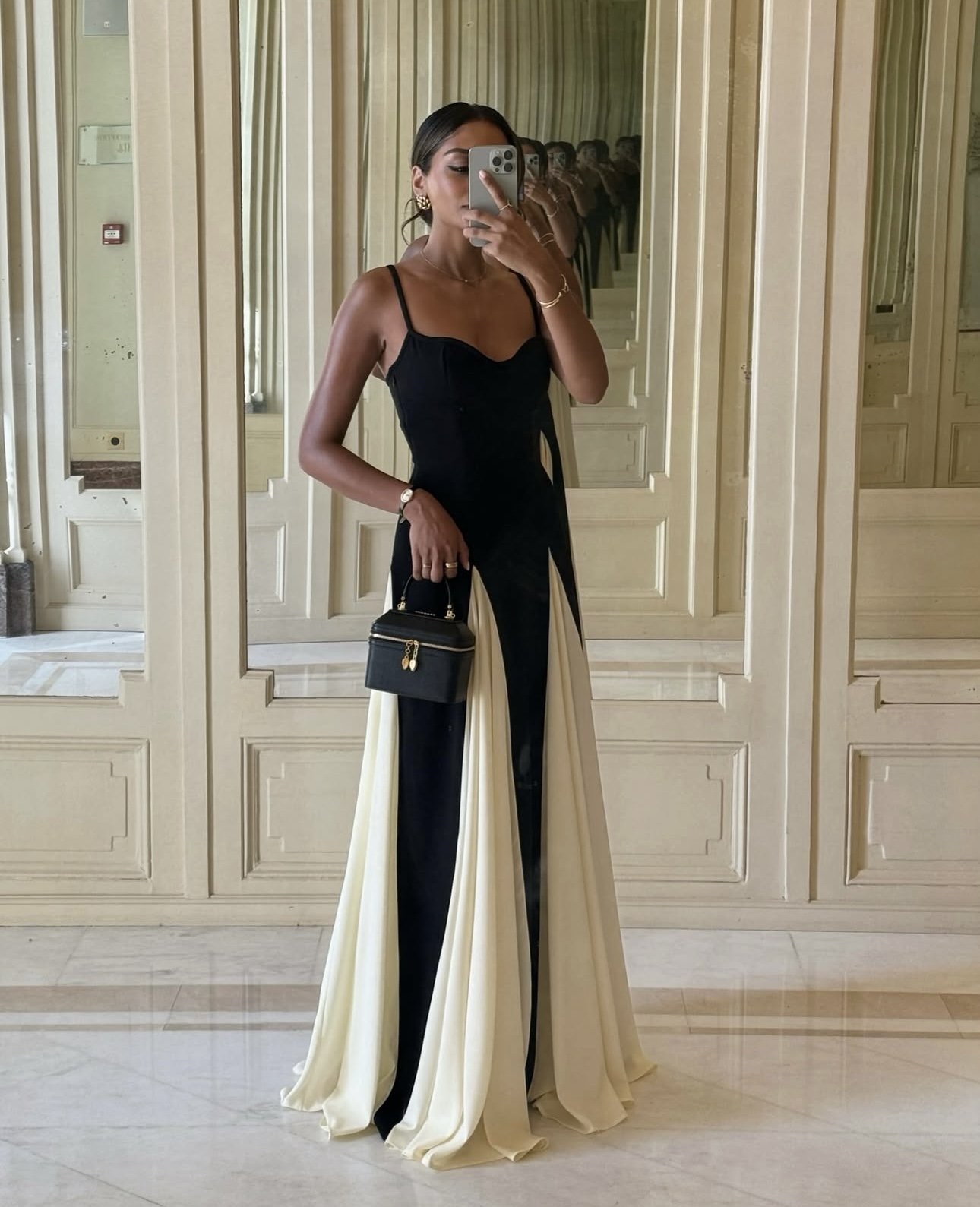 Two Tone Contrast Elegant Sleeveless Maxi Dress
