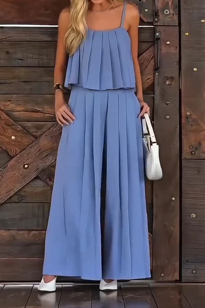 Pleated Suspender Two-Piece Set