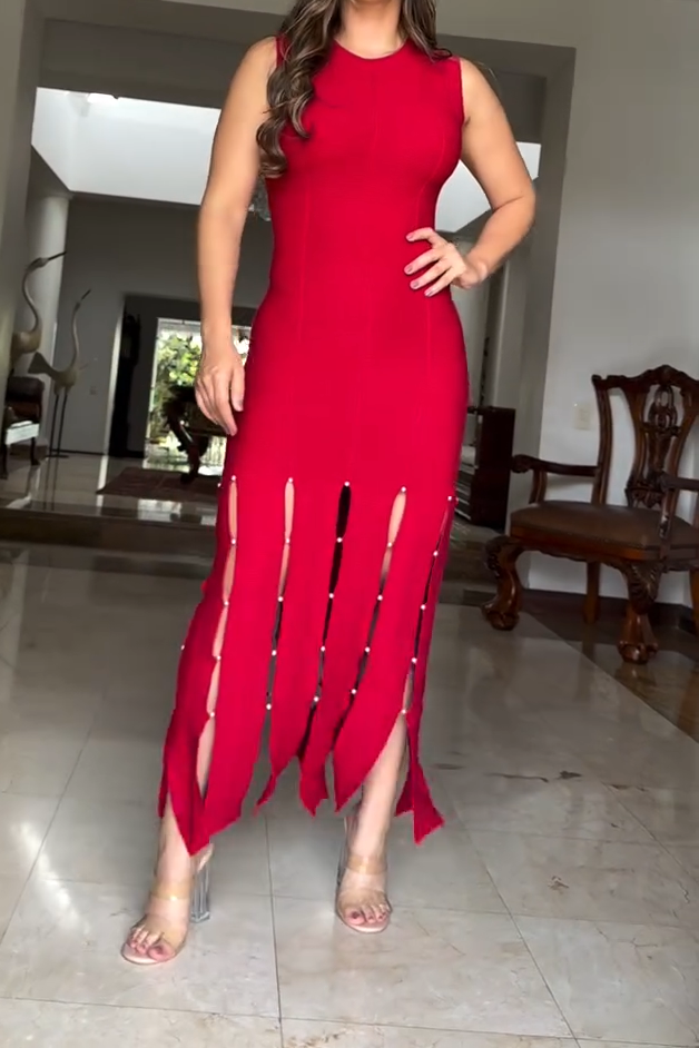 Round Neck Sleeveless Slim Hem Dress