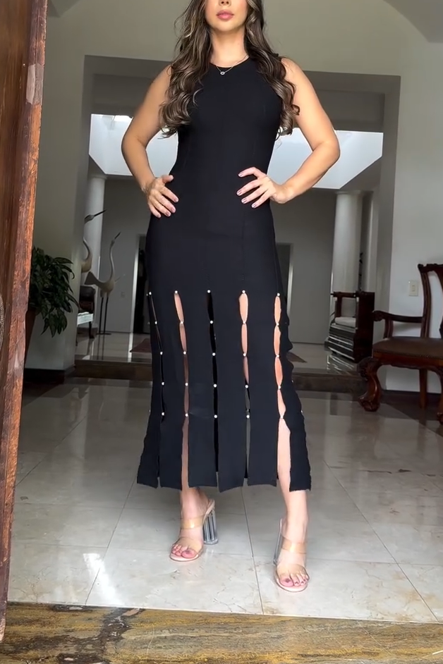 Round Neck Sleeveless Slim Hem Dress