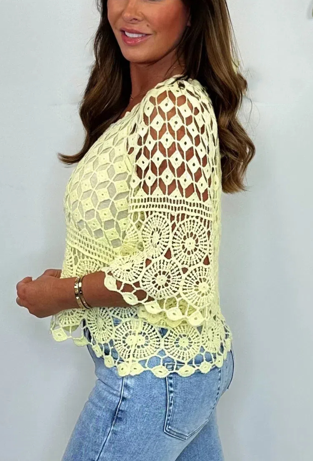 Crochet Short Sleeve Top With Vest