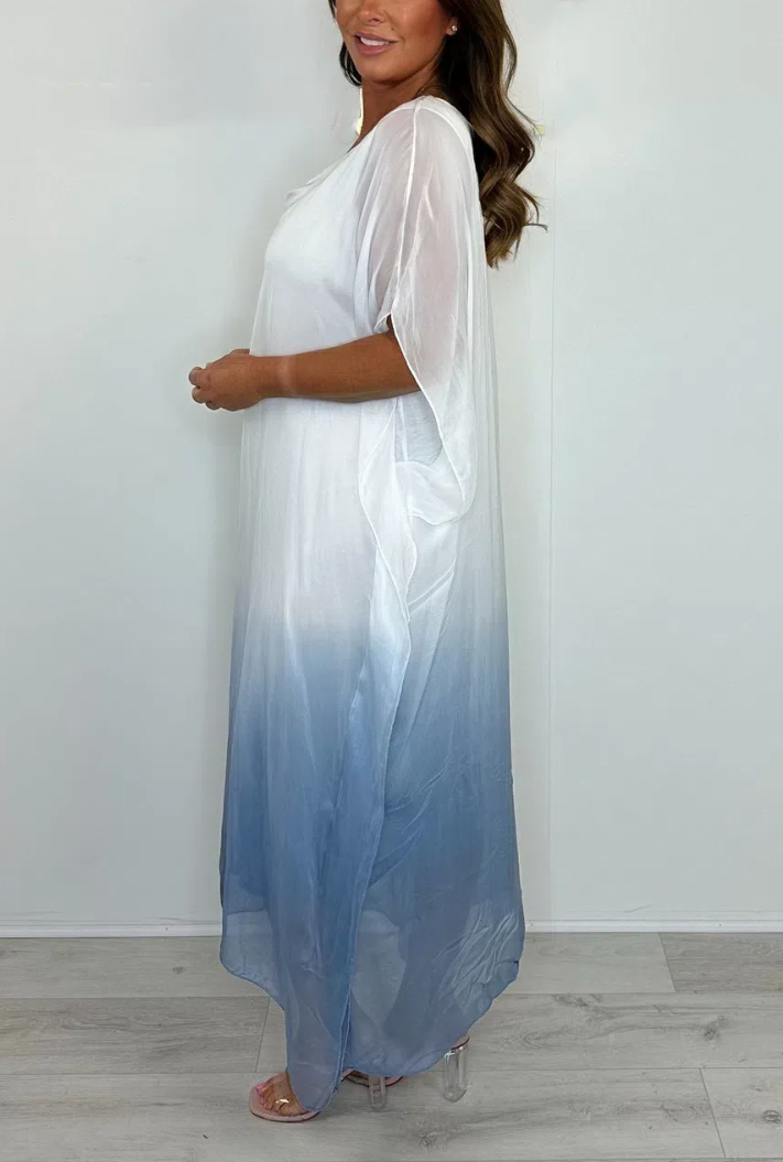 Silk Mix Tie Dye V-Neck Dress
