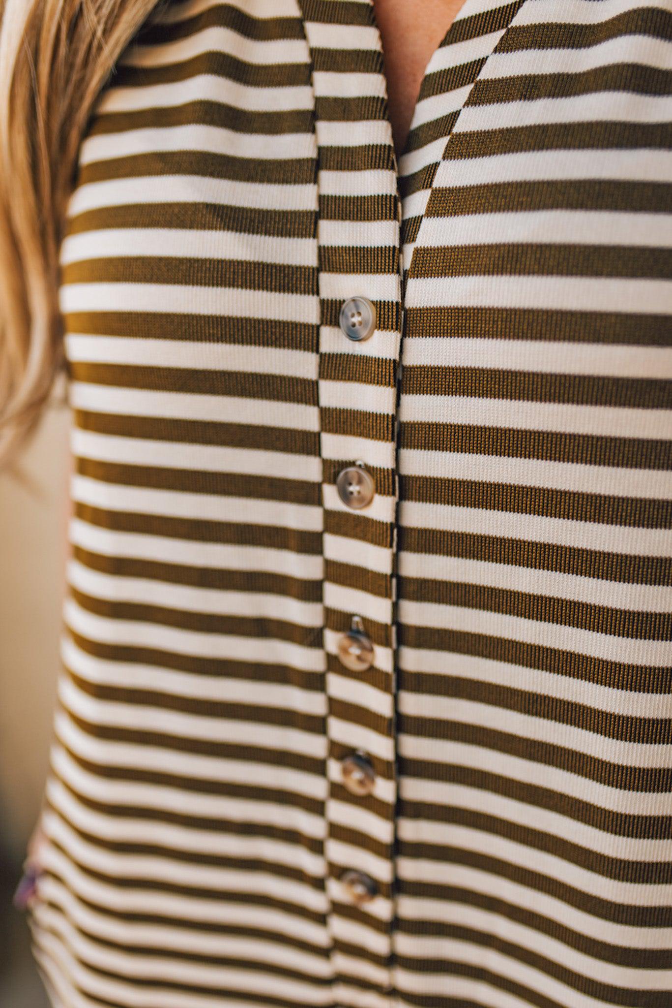 Sleeveless Button Stripe Jumpsuit