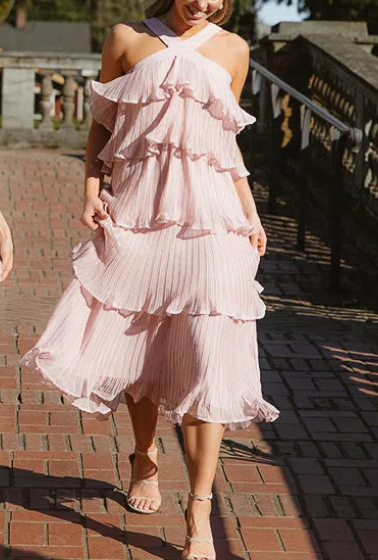 RuffleTiered Midi Dress