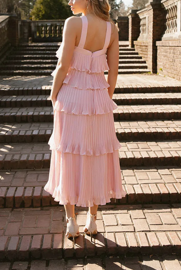 RuffleTiered Midi Dress
