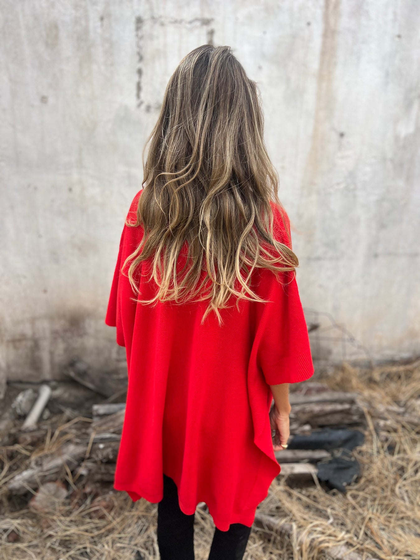 V-neck Bat Sleeve Baggy Top