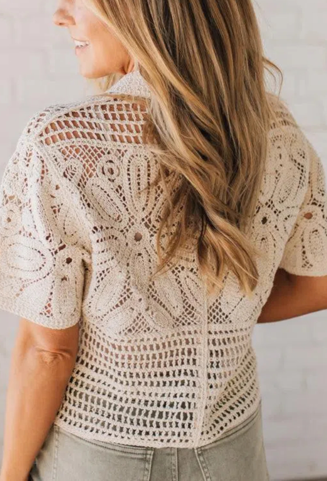 Multi Weave Button Front Top