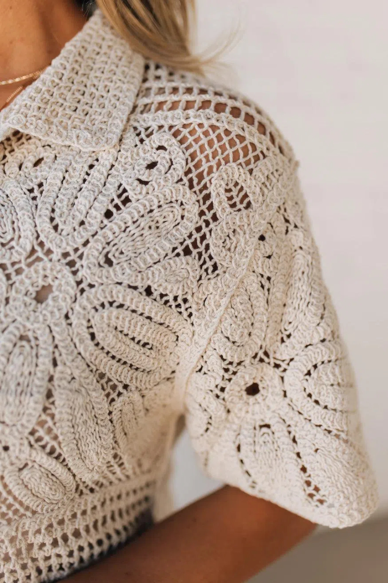 Multi Weave Button Front Top