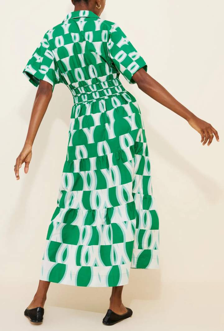 V-Neck Tiered Midi Shirt Dress
