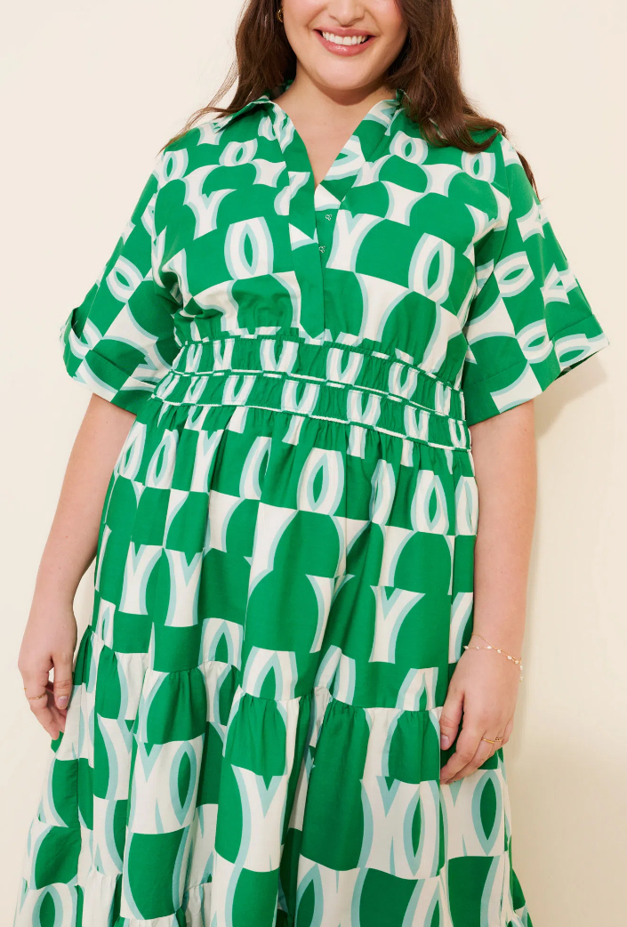 V-Neck Tiered Midi Shirt Dress