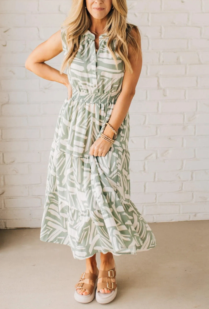 Lindy Abstract Midi Dress