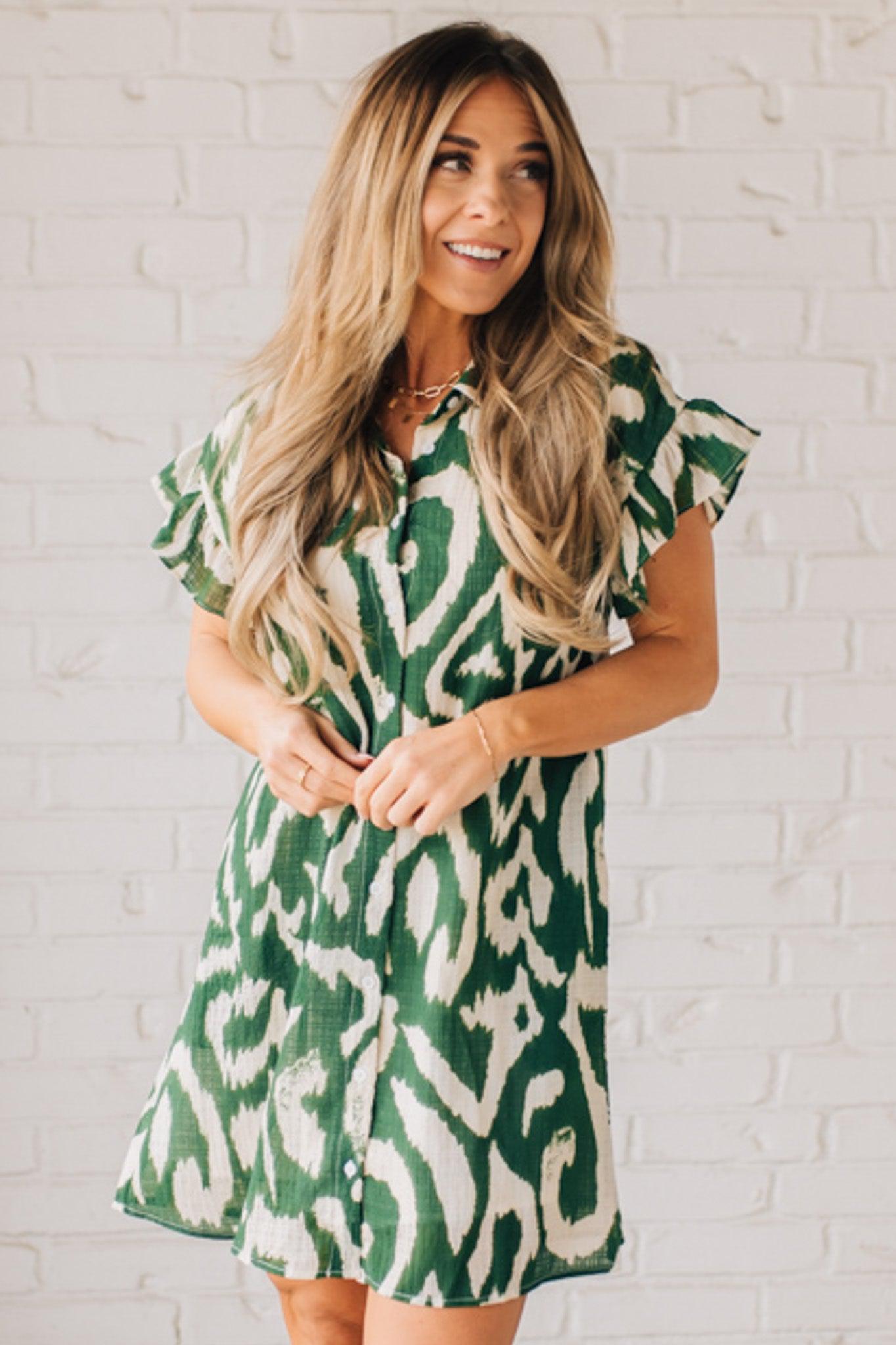 Casual Swirl Summer Button Loose Shirt Dress