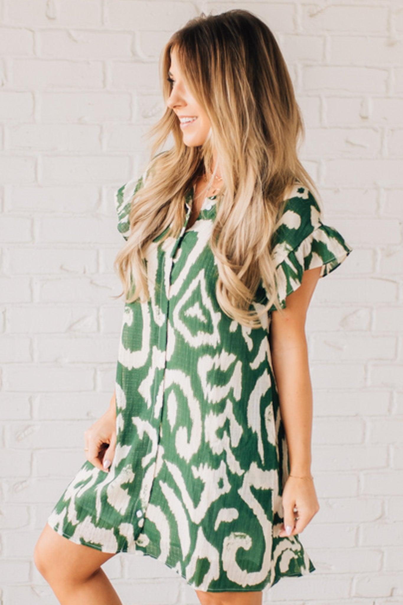Casual Swirl Summer Button Loose Shirt Dress
