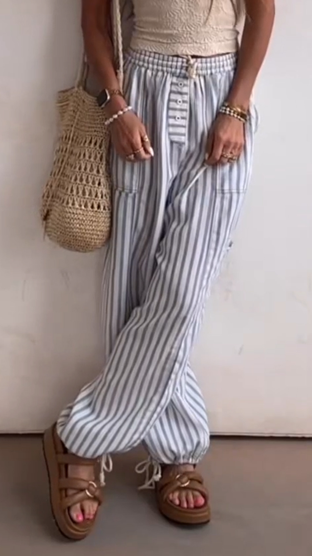 Vertical Stripe Loose Casual Pants