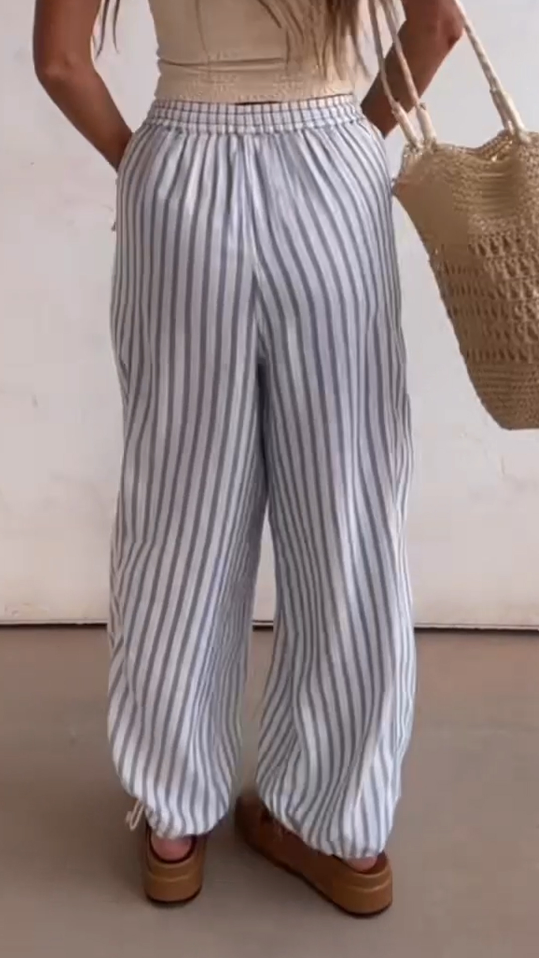 Vertical Stripe Loose Casual Pants