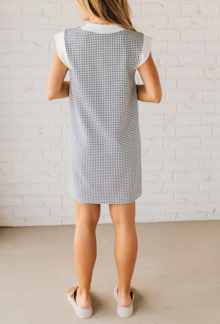Tiny Check Contrast Shift Dress