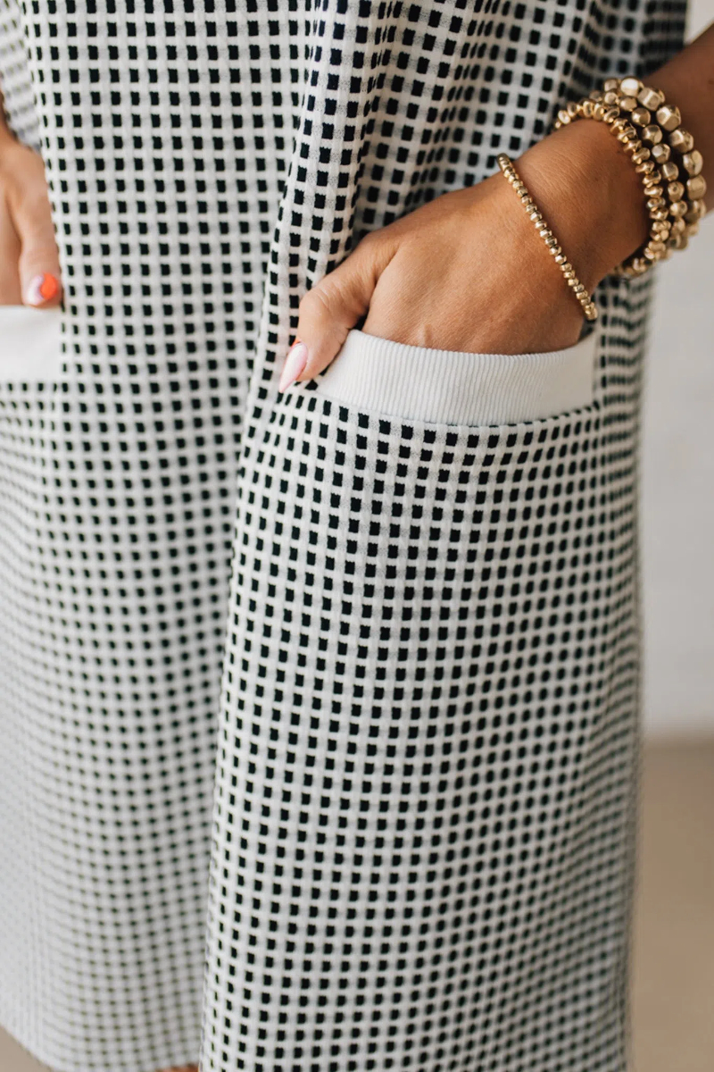 Tiny Check Contrast Shift Dress